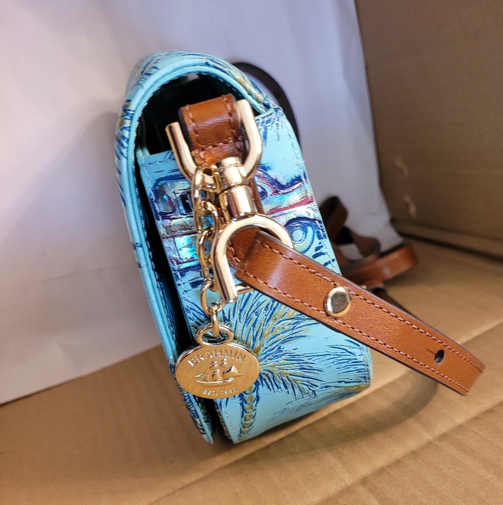 Brahmin BRIAR Copa Cabana Blue Crossbody Bag with Gold Turn-Lock Nwt - Picture 9 of 11
